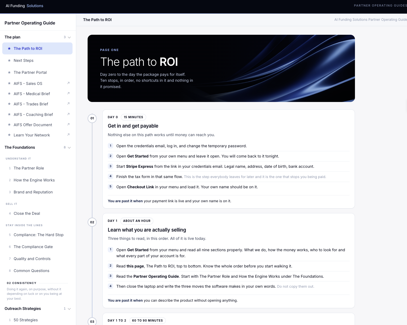 The Partner Operating Guide, with the Path to ROI open